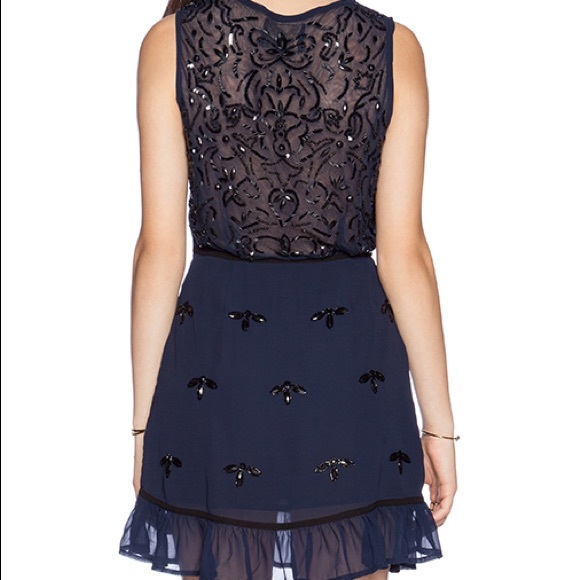 New Friends Colony Beaded Mini Dress Navy Size S - Picture 2 of 5